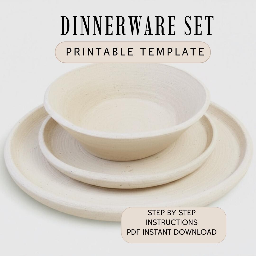 Pottery Dinnerware Template: Slab Built Bowl & Plate Set (PDF Pattern ...