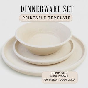 Pottery Dinnerware Template: Slab Built Bowl & Plate Set (PDF Pattern)