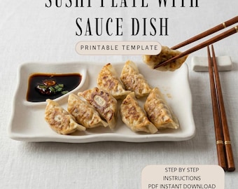 Ceramic Sushi Plate Template | Slab Building Pattern with Chopstick Rest (PDF Download)