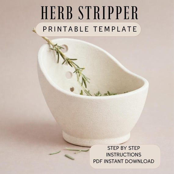 Herb stripper Pottery Template – Printable DIY Homeware kitchen helper
