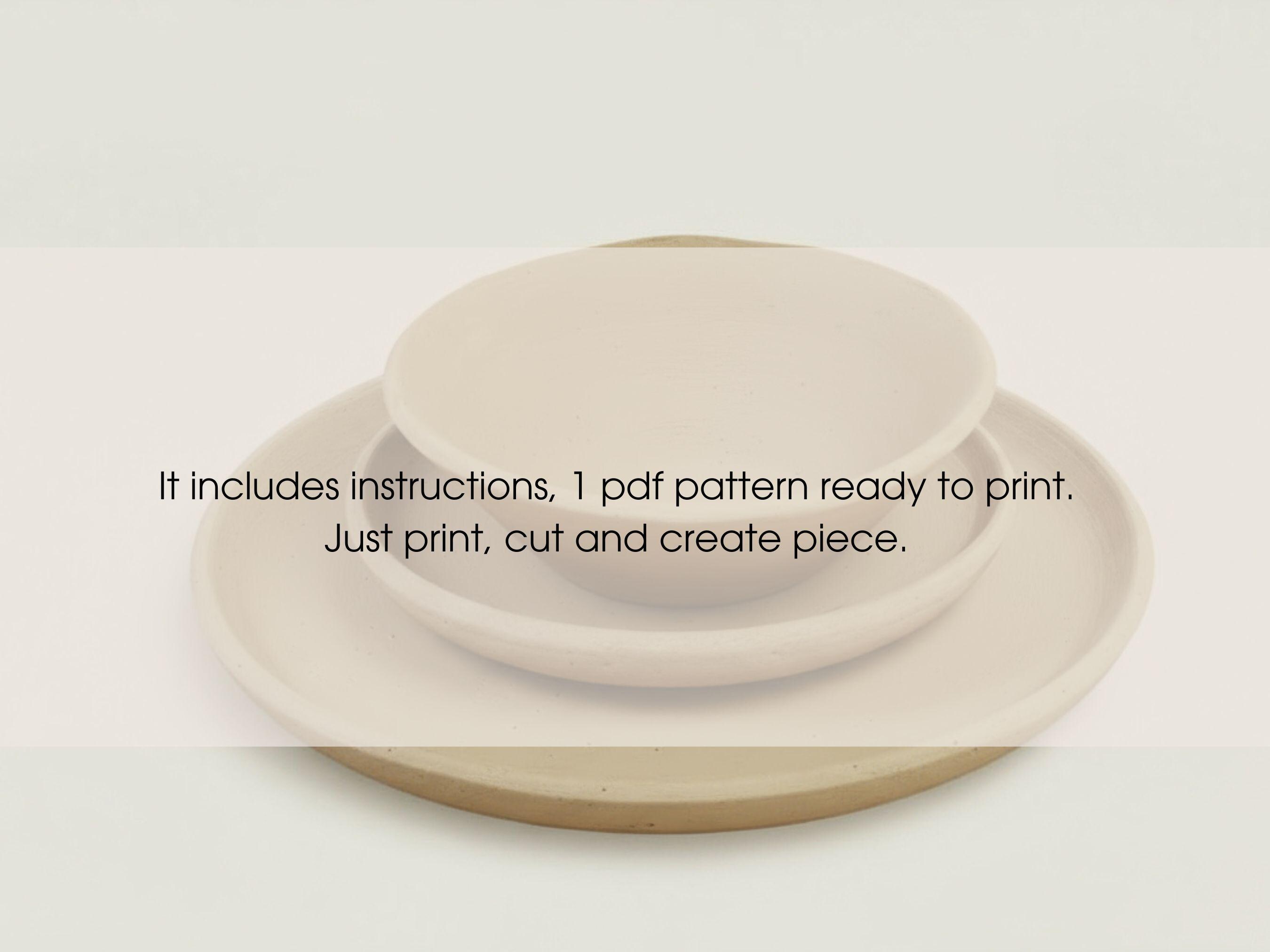Pottery Dinnerware Template: Slab Built Bowl & Plate Set (PDF Pattern ...