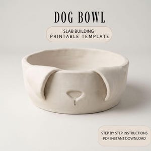 Plantilla para cuenco de cerámica para perros: Patrón PDF para construcción con losas (Descarga digital)