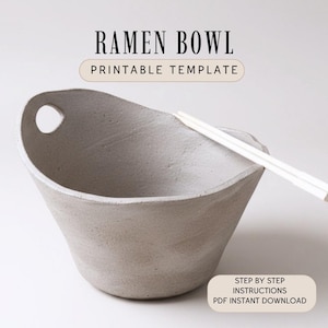 Plantilla de cerámica para cuenco de ramen con soporte para palillos (patrón en PDF)