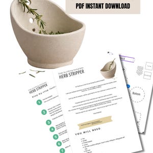 a step-by-step guide for building a herb strainer, along with a diagram and instructions. The guide includes a list of steps and a diagram to help users follow the instructions.