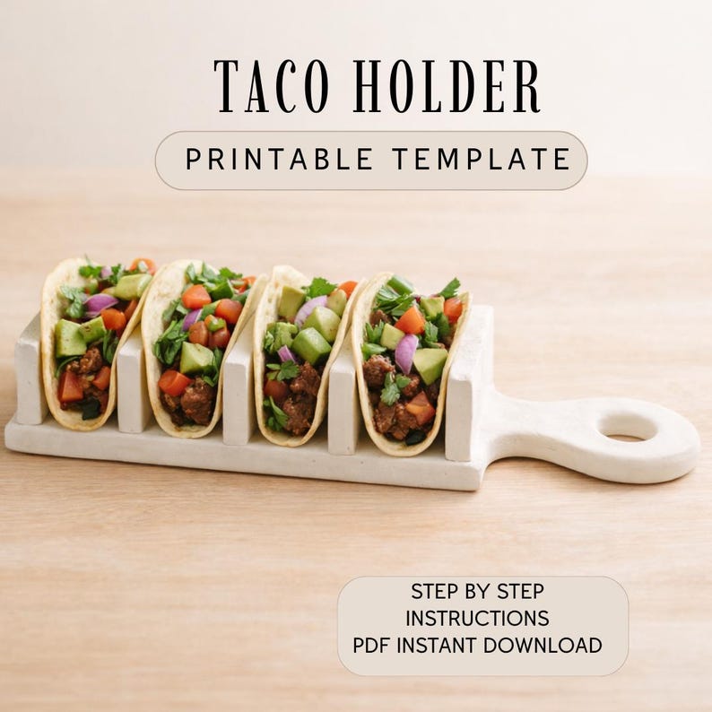 Taco holder Pottery Template – Slab buiding template pdf Instant Download image 1