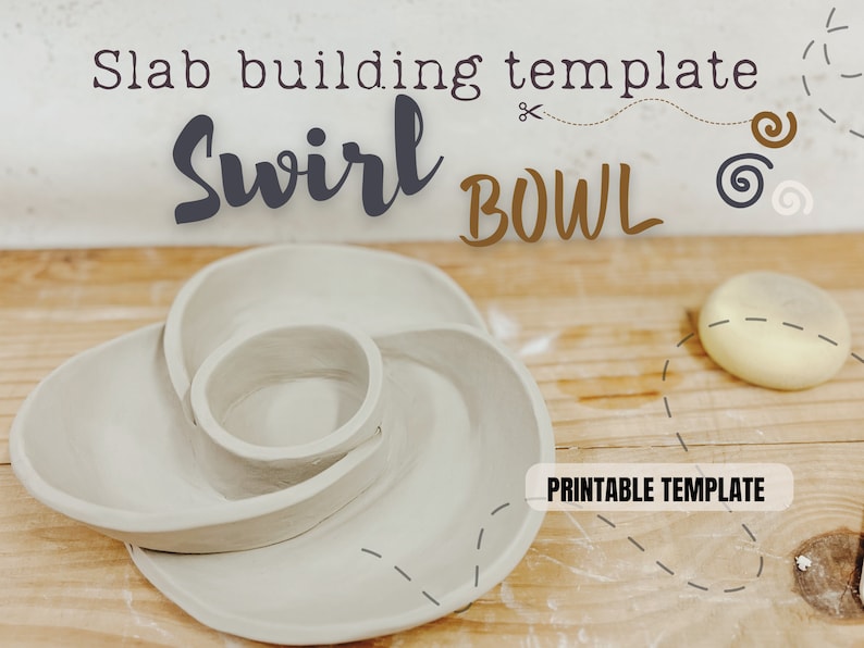 Swirl Bowl Pottery Template, Pottery Tool, Salad Bowl Ceramic Pattern