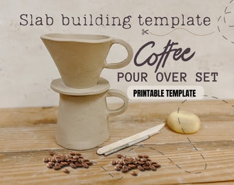 Pottery Pour Over Coffee Set Template: Slab Building Pattern (PDF Pattern)