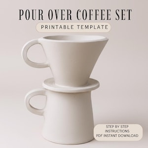 Ceramic Pour Over Coffee Set pottery Template: Slab Building Pattern (PDF Pattern)