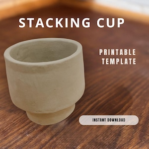 Stacking cup, Matcha bowl pottery template for slab building, stacking mug ceramic pattern, DIY Ceramics, tea cup slab building template