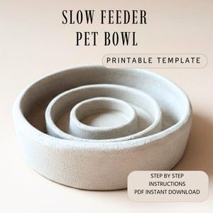 Slow Feeder Dog Bowl Pottery Template: Slab Building PDF Pattern