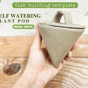 Self watering plant pod pottery template, Olla watering slab building template, pottery tool,  plant watering globe