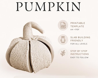 Modèle de poterie citrouille en céramique : construction de dalles à faire soi-même pour Halloween (Modèle PDF)