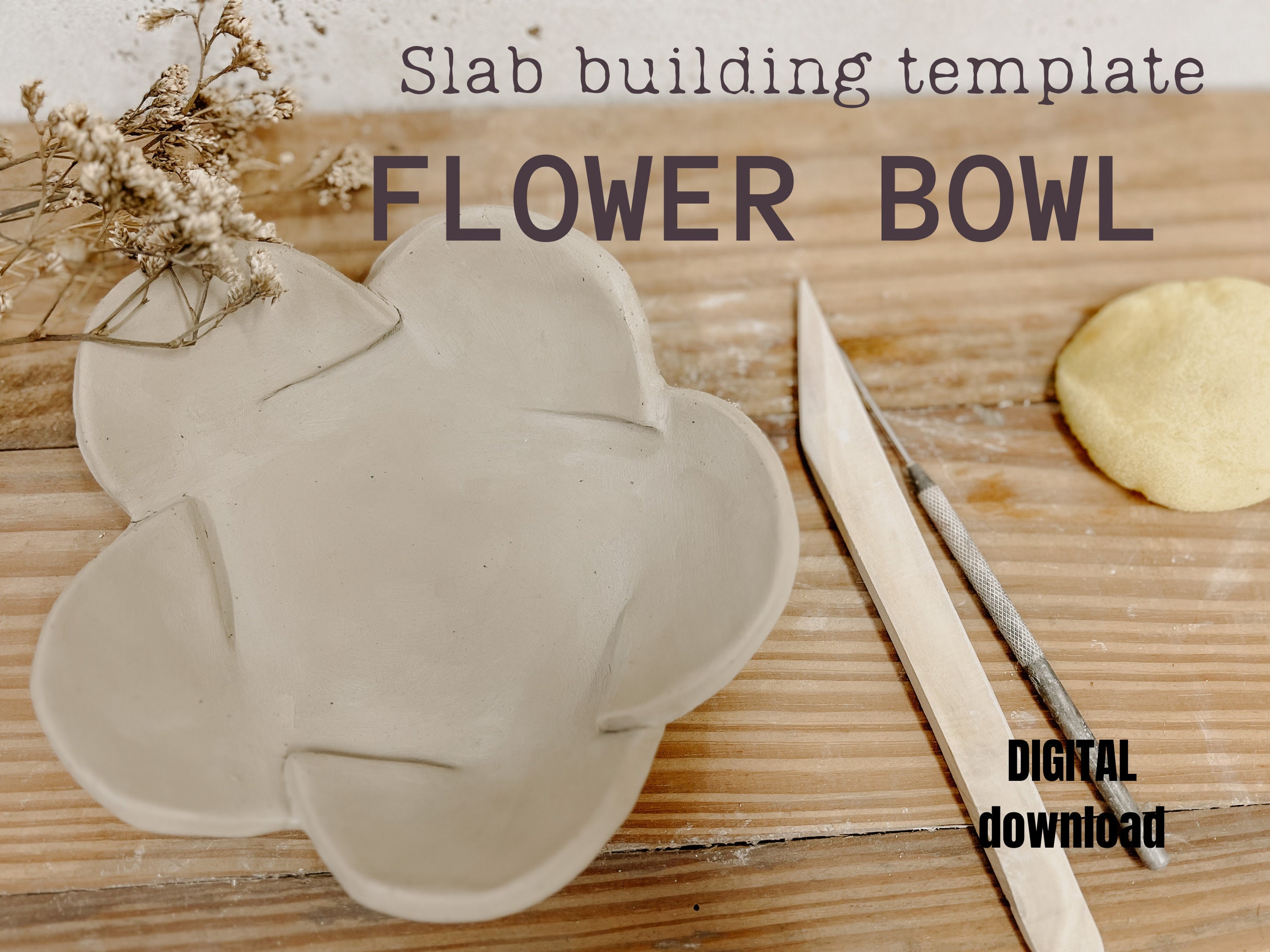 Origami Pottery Template for Slab Building a Flower Bowl, Pottery Tool Origami Pottery Template for Slab Building a Flower Bowl, Pottery Tool