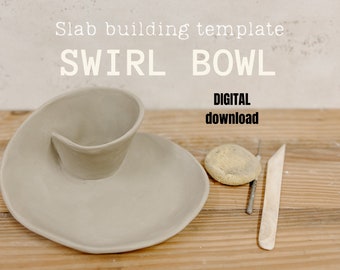 Swirl bowl pottery template, pottery tool, salad bowl ceramic pattern, DIY pottery chips and dip bowl, DIY slab building template