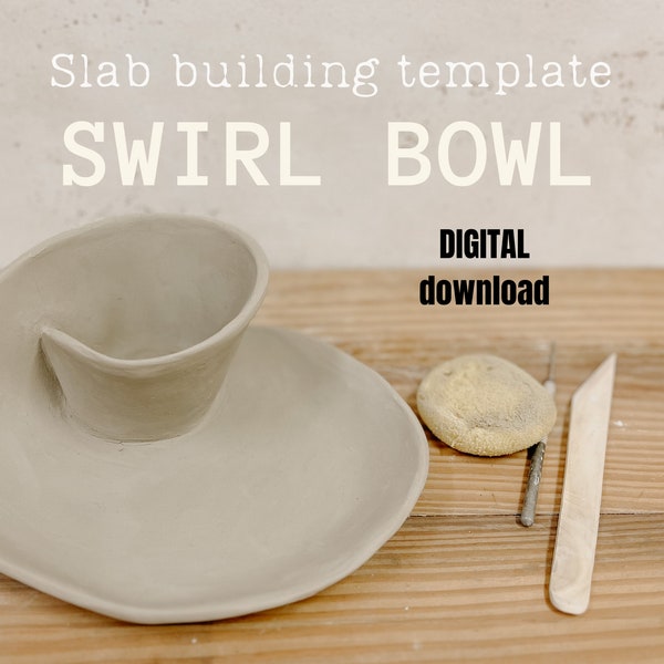 Swirl bowl pottery template, pottery tool, salad bowl ceramic pattern, DIY pottery chips and dip bowl, DIY slab building template