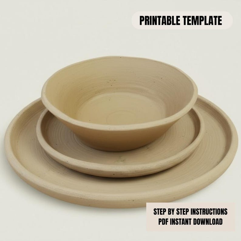 Pottery Dinnerware Template: Slab Built Bowl & Plate Set (PDF Pattern ...