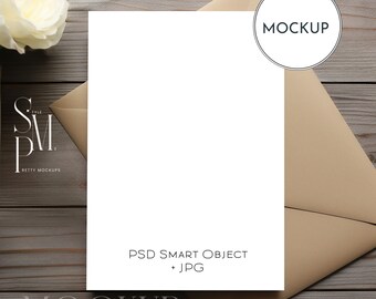Blank Card Mockup: 5x7 Invitation, PSD Smart Object (Digital Download)
