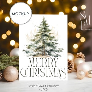 Maqueta de tarjeta de Navidad, Maqueta de tarjeta de Navidad, Maqueta de tarjeta navideña, Maqueta de tarjeta navideña, Maqueta de invitación, Maqueta PSD JPG de objeto inteligente 5x7