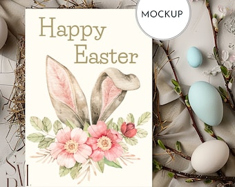 Easter Card Mockup: 5x7 Boho Stationery (PSD, JPG)