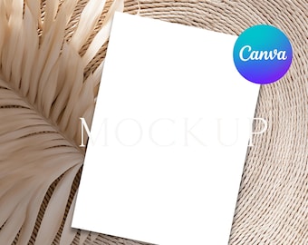 Boho 5x7 Card Mockup: Dried Floral Canva Template (Digital Download)