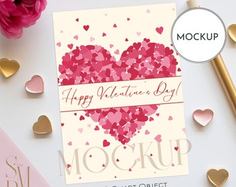 5x7 Invitation Mockup, Valentine's Day Invite Mock up, Card Mock up, Celebration Mockup, Wedding Mock up, Smart Object PSD JPG Mockup