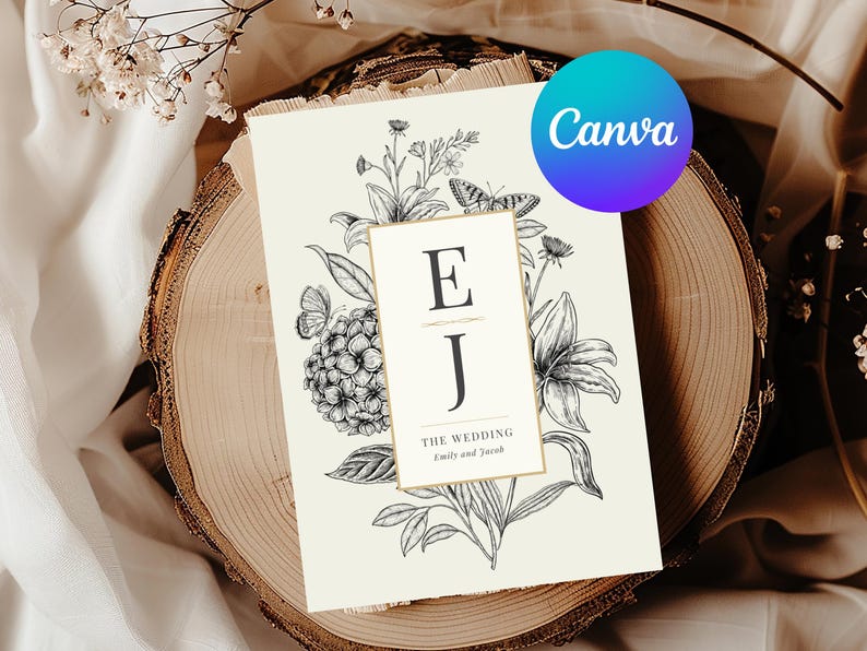 Invation Display 5x7 Card Mockup: Boho Invitation Display, Canva Template (digital ...