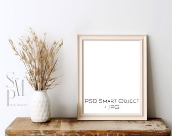 Rustic Wood Frame Mockup: 8x10 Art Print (PSD & JPG)