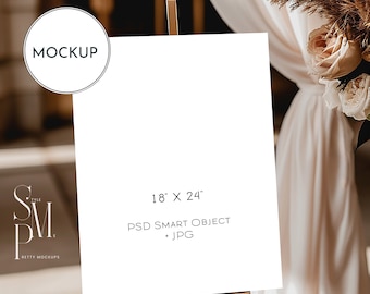 Wedding Sign Mockup: 18x24 Modern Farmhouse Easel (PSD & JPG)