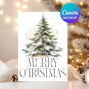 Canva Christmas card mockup, Mockup Christmas card, Holiday Card Mockup, Mockup Holiday Card, Invitation Mockup, 5x7 Card Canva Mockup