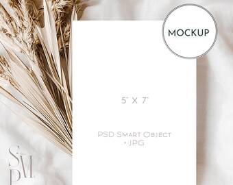 5x7 Card Mockup: Boho Wedding Stationery (PSD/JPG)