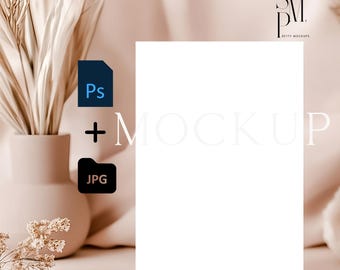 5x7 Card Mockup: Blush Pink Floral Invitation (PSD & JPG)