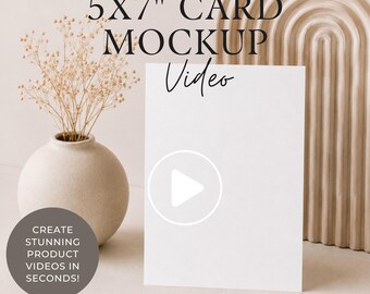 Canva 5x7 Card Video Mockup Template, Animated Card Mockup for Etsy Sellers, Vertical Video Mockup Canva Insertable Frame, Stationery Mockup