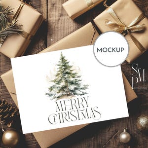 Maquette de carte de Noël, carte de Noël maquette, maquette de carte de vœux, carte de vœux maquette, maquette d'invitation, maquette PSD JPG d'objet intelligent 7 x 5