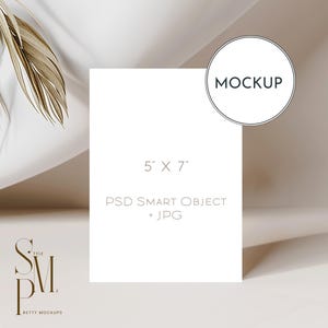 5x7&quot; card mockup, Minimalist empty white card, Wedding stationery mockup, Greeting card mockup, Modern boho neutral tones card mockup