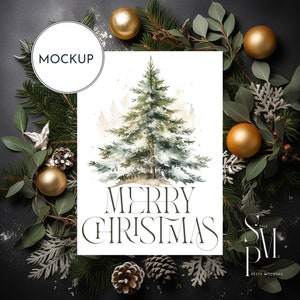Maquette de carte de Noël, carte de Noël maquette, maquette de carte de vœux, carte de vœux maquette, maquette d'invitation, maquette PSD JPG d'objet intelligent 5 x 7