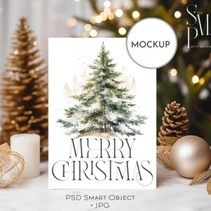 Maquette de carte de Noël, carte de Noël maquette, maquette de carte de vœux, carte de vœux maquette, maquette d'invitation, maquette PSD JPG d'objet intelligent 5 x 7