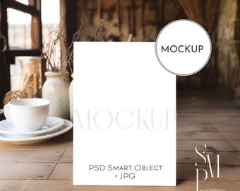5x7 Card Mockup: Boho Stationery, Neutral Tones (PSD, JPG)
