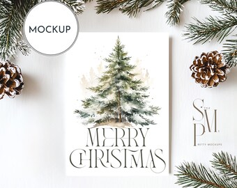 Christmas Card Mockup: 5x7 Smart Object (PSD, JPG)