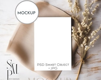 5x7 Card Mockup: Boho Wedding Stationery (PSD, JPG)