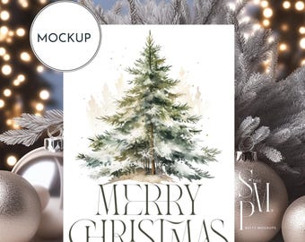Christmas Card Mockup: 5x7 Smart Object (PSD, JPG)