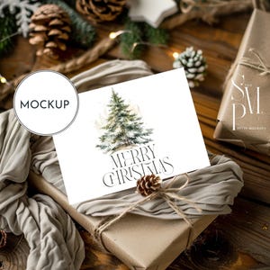 Maquette de carte de Noël, carte de Noël maquette, maquette de carte de vœux, carte de vœux maquette, maquette d'invitation, maquette PSD JPG d'objet intelligent 7 x 5