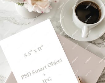 Feminine 8.5x11 Paper Mockup: Resume, Stationery (PSD, JPG)