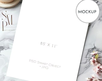Feminine 8.5x11 Paper Mockup: Resume, Stationery (PSD, JPG)