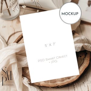 5x7&quot; card mockup, Minimalist empty white card, Wedding stationery mockup, Greeting card mockup, Modern boho neutral tones card mockup