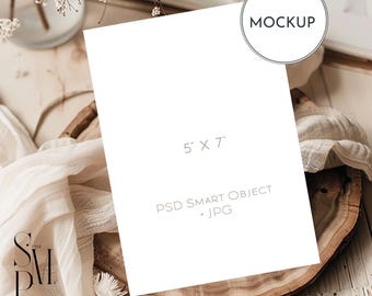 5x7 Card Mockup: Boho Wedding Stationery (PSD, JPG Digital Download)