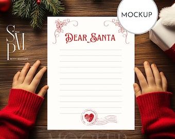 Christmas Paper Mockup: Santa Letter, Kid Holding (PSD JPG)