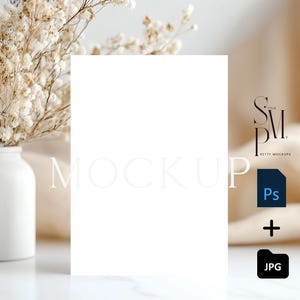 5x7 Blank Card Mockup | JPG & PSD File with Smart Object | Boho Minimalist | Perfect for Invitations, Announcements, and Printables