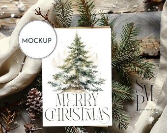 Christmas Card Mockup: 5x7 PSD JPG Smart Object (Digital Download)