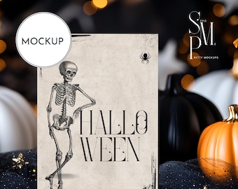 Halloween Card Mockup: 5x7 Invitation Template (PSD & JPG)