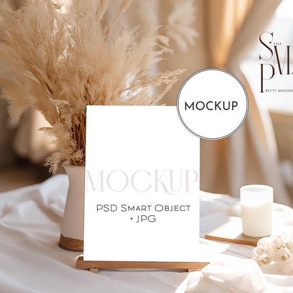 5x7 Table sign mockup, Wedding table number frame mock up, Farmhouse rustic seating card mockup, Baby shower mockup, Boho modern card mockup